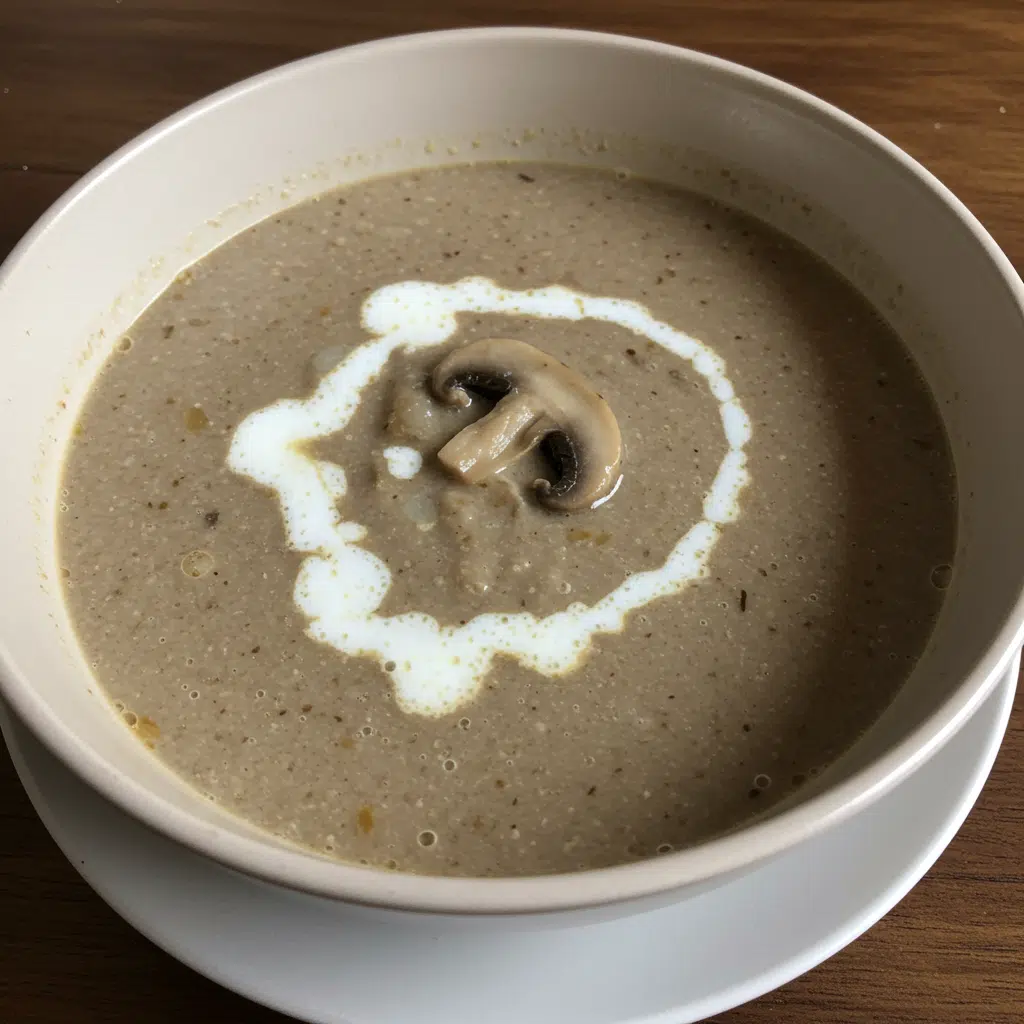 Creamy Mushroom Soup 8 A bowl of creamy mushroom soup garnished with fresh parsley and served with crusty bread