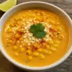Mexican Street Corn Soup 5 Creamy Mexican street corn soup topped with cotija cheese and cilantro