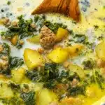Zuppa Toscana With Potatoes And Sausage 5 Bowl of creamy Zuppa Toscana with Italian sausage, potatoes, and kale